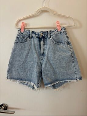 SHEIN Light Blue High-Waist Distressed Denim Shorts